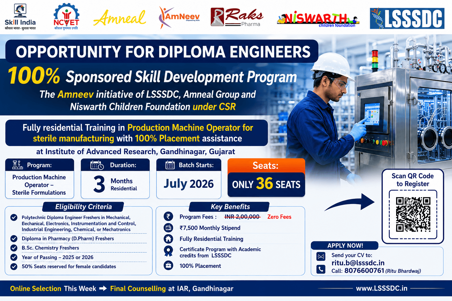 LSSSDC | 100% Sponsored Skill Development & Placement Opportunity 